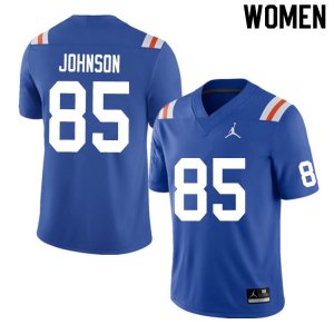 Women's Florida Gators #85 Kevin Johnson NCAA Nike Blue Throwback Authentic Stitched College Football Jersey XFE6262ZE